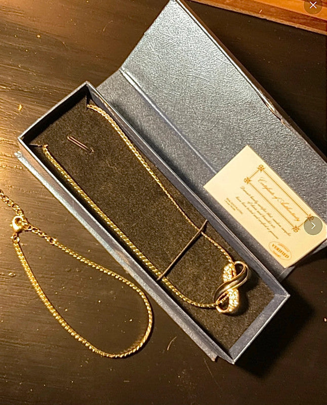 Vintage Laurence Tissier Infinity Necklace & Bracelet Set – 18ct Gold Plated