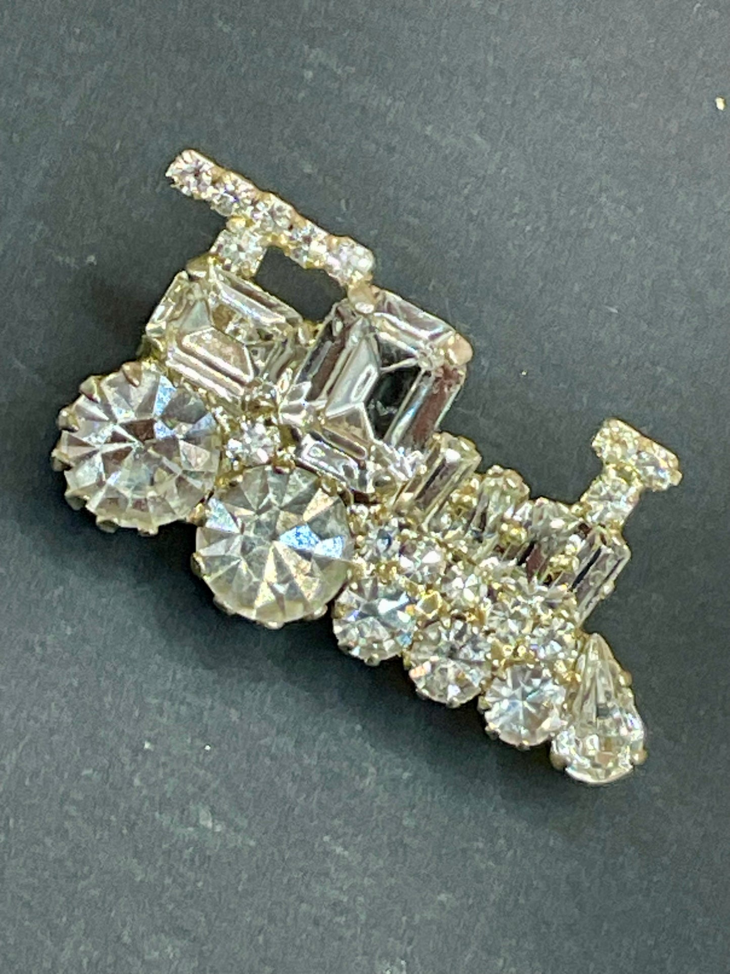 Vintage Sparkling Train Brooch – Whimsical Crystal Costume Jewelry