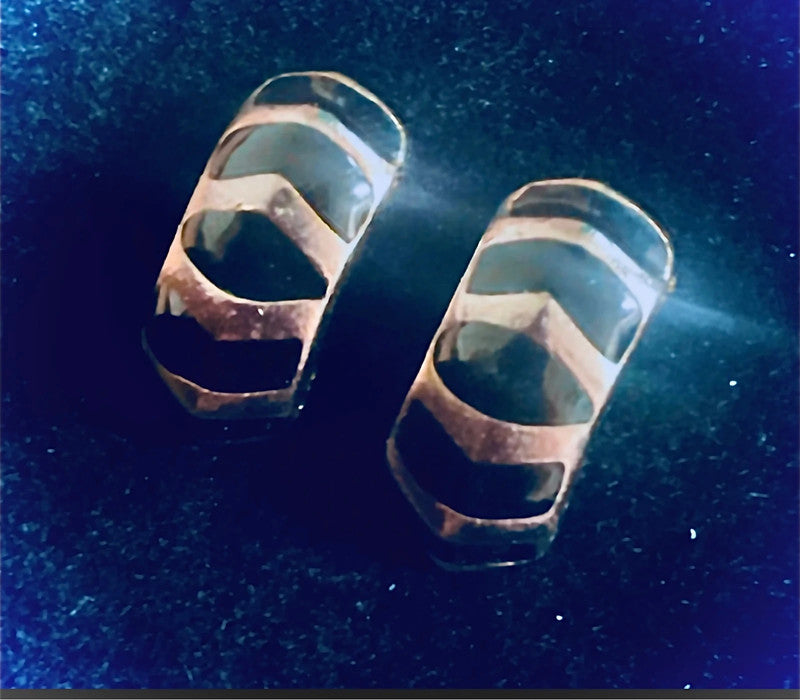 Vintage Geometric Hoop Earrings – Black & Silver-Tone 80s/90s Style