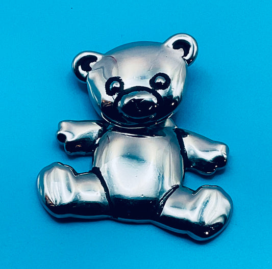 Vintage Silver-Tone Teddy Bear Brooch – Articulated Moving Design