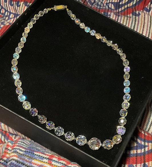Vintage Aurora Borealis Bead Necklace – Sparkling Iridescent Jewelry