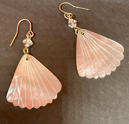 Delicate Shell Fan Earrings – Crystal Accent & Lightweight Dangle Design
